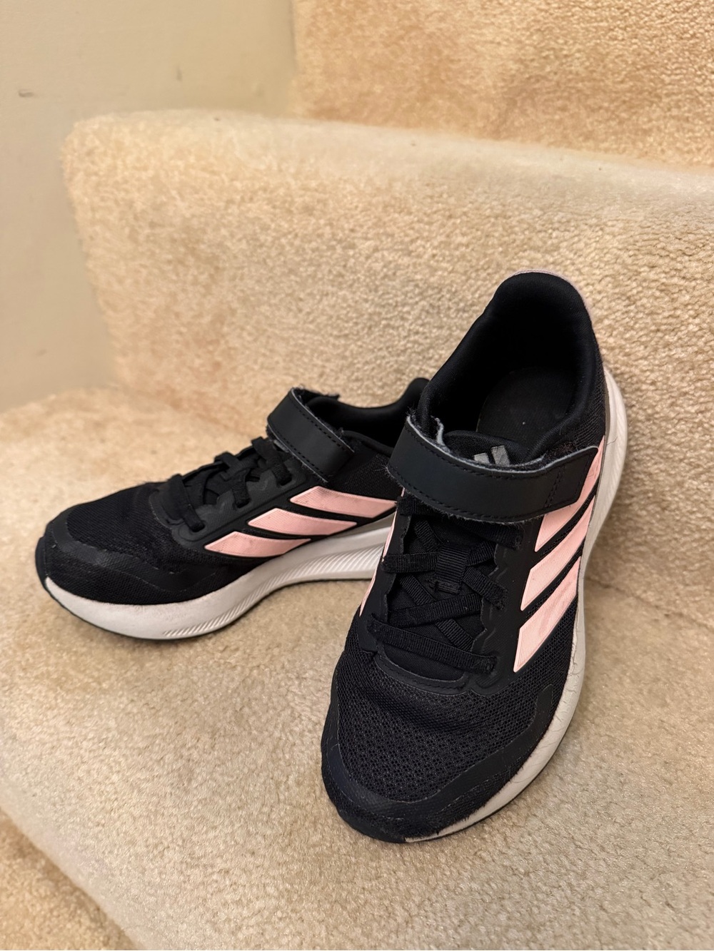 adidas Kids Black and Pink Athletic Sneakers